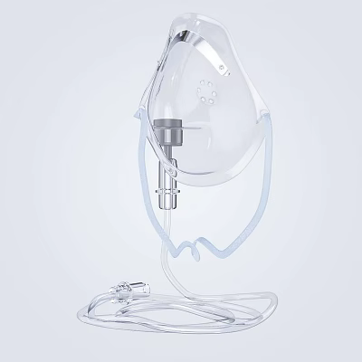 Medical Device Transparent Oxygen Mask Featuring Connecting Tube And Connector For Clinical Use 3d model