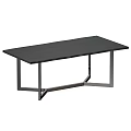 Black Wooden Coffee Table With Modern Metal Legs And Smooth Surface