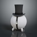 White Spherical Electronic Appliance With Black Top Hat Strap Round Button And Three White Feet
