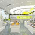 Modern Dessert Shop Interior With Glass Display Cases Fresh Cakes Pastries Bright Lighting And Staff