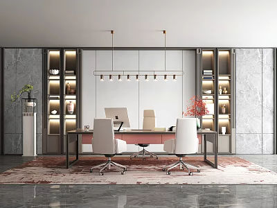 new chinese style office leadership office 3d model