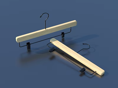 Wooden Clothes Hangers With Metal Hooks And Clips For Daily Use 3d model