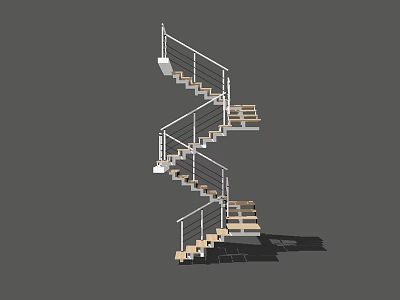 Modern Spiral Staircase With Metal Railings And Wooden Steps In Sleek Design 3d model