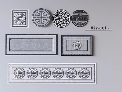Minotli Floor Tiles Featuring Traditional Patterns And Various Circular Rectangular Shapes 3d model