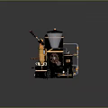 Vintage Kitchen Coffee Machine With Copper Black Design Metal Grinder And Cups