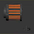 Space Exploration Cylindrical Component With Orange Thermal Strips And Mini Rover