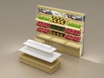 Fruit and vegetable supermarket shelf display rack 3d model