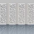 White Decorative Panel Doors With Intricate Curved Patterns For Interior Design 3d model