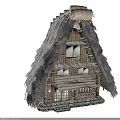 Traditional Thatched House With Rustic Wooden Structure Balcony Windows And Thatch Roof Design