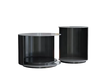 Modern Black Round Coffee Tables Set of Two With Minimalist And Sleek Design 3d model