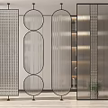 Modern partition striped glass screen partition 3d model