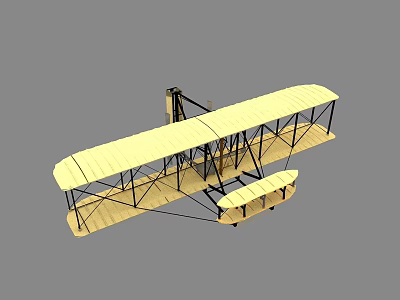 Wooden Biplane Passenger Plane Model With Double Wings And Framework Structure 3d model