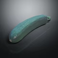 Fresh Long Green Zucchini Lying On Dark Shiny Surface With Reflective Background 3d model