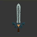Fantasy Sword With Blue White Blade Geometric Patterns And Decorative Hilt