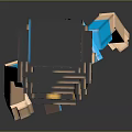 Pixel Art Style Police Officer Game Character with Blue Uniform Black Hat and Brown Shoes