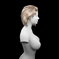3D Female Game and Movie Character With Blonde Curly Hair Featureless Face Upper Body
