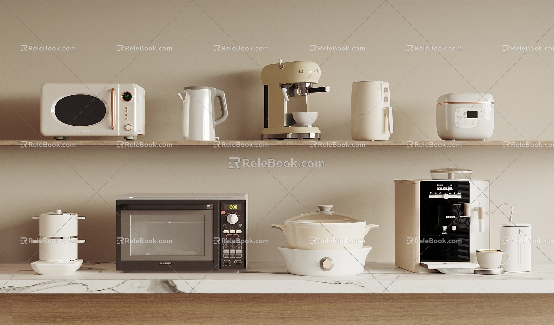 Kitchen Appliances Microwave Oven Coffee Maker Rice Cooker Electric Cooker Kettle 3d model