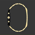 Luxury Wristwatch With Gold And Black Strap Black Dial And Multiple Sub Dials