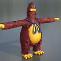 Game And Movie Character With Brown Feathers Yellow Belly Blue Bow Tie And Outstretched Arms