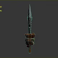Traditional Metal Spear With Long Shaft Red Brown Straps And Decorative Wrapping