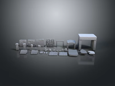 Gray Landscape With Geometric Shapes And Diverse Textured Surfaces In Modern Minimalist Style 3d model