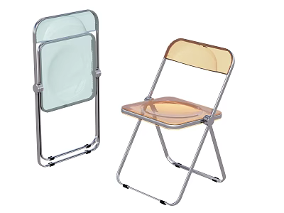 Folding Leisure Chairs With Transparent And Amber Acrylic Seats And Metal Frames 3d model