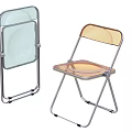 Folding Leisure Chairs With Transparent And Amber Acrylic Seats And Metal Frames
