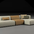 Modern Sectional Sofa With Beige And Brown Modules And Decorative Cushions 3d model