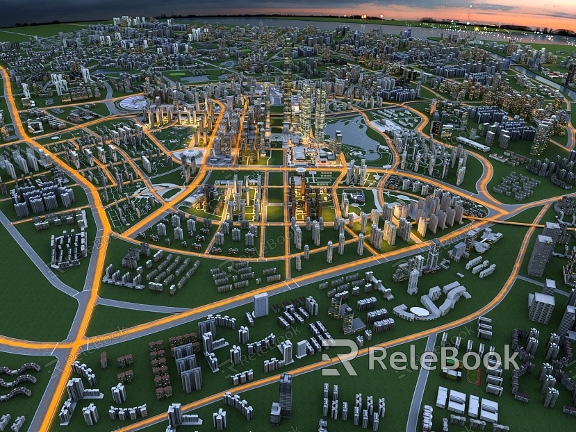 Modern Monitoring Room Bird's Eye View Planning Night Scene Atmosphere model