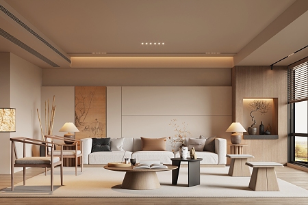 New Chinese Style Song Style Living Room 3d model