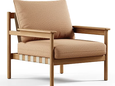 Modern Leisure Chair With Light Brown Upholstered Seat And Wooden Frame 3d model
