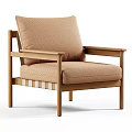 Modern Leisure Chair With Light Brown Upholstered Seat And Wooden Frame
