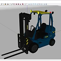 Blue Heavy Duty Industrial Forklift With Front Forks Cabin And Wheels