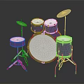 Professional Purple Drum Set With White Drumheads Cymbals And Chrome Stands