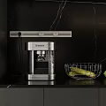 Modern Kitchen Counter With Bosch Coffee Machine Metal Basket And Limes On Black Marble