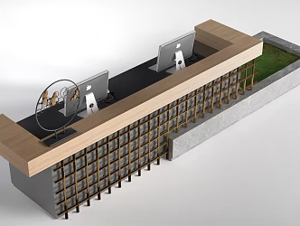 New Chinese Reception Desk Service Desk Front Desk Bar Cashier 3d model