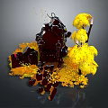Artistic Living Supplies With Black Main Body And Yellow Tree Shaped Decorations