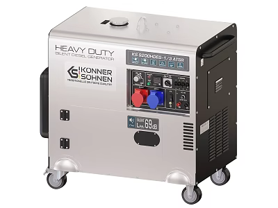 Kinner Golden Kipro3000E Heavy Duty Industrial Generator With Mobile Wheels And Control Panel 3d model