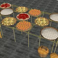 Rural Courtyard Landscape Drying Autumn Corn Rack Folk Drying Rack Drying Pepper and Corn Harvest Landscape Essays 3d model