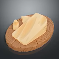 Rustic Wooden Tray Featuring Fresh Cheese Block and Small Cheese Piece