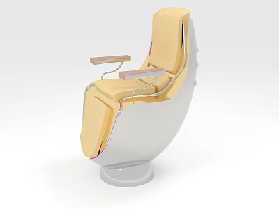 Modern Yellow And White Massage Chair With Stylish Design Comfortable Seat And Armrest 3d model