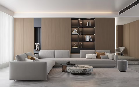 Italian Minimalist Restaurant Modern Guest Restaurant Sofa Bookcase 3d model