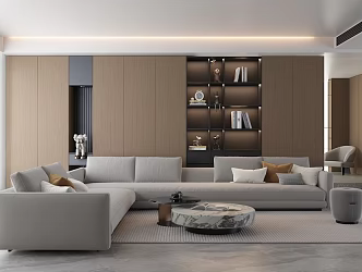 Italian Minimalist Restaurant Modern Guest Restaurant Sofa Bookcase 3d model