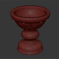 Classical Stone Decorative Ornament Set with Intricate Carved Patterns and Pedestal Base 3d model