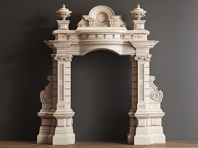 European style architectural door opening arch landscape component 3d model