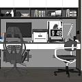 Modern desk and chair desk and chair game desk and chair computer desk combination computer desk and chair e-sports chair computer display screen 3d model