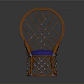 Orange Woven Frame Chair With Blue Cushion Modern Design Accent Piece