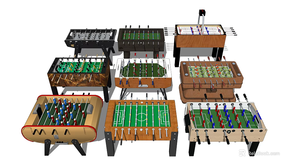 Diverse Foosball And Air Hockey Tables Featuring Classic And Modern Styles For Indoor Fun 3d model 
