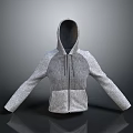 Casual Gray Hoodie With Zipper Front Contrast Sleeves And Knit Fabric For Everyday Wear