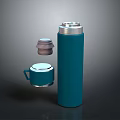 Teal Stainless Steel Thermos Flask With Removable Lid And Matching Cup